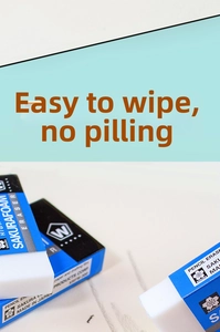 Macro shot of Sakura foam pencil eraser with blue and black paper sleeve details