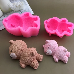 Sleeping Bear Silicone Mold 3D Cartoon Stereoscopic Mousse Cake Ice Cream Chocolate Jelly DIY Baking Tool