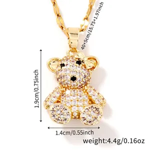 Detailed view of micro-pave bear pendant dimensions with size and weight annotations