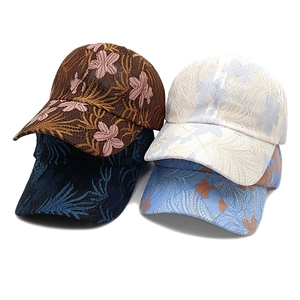 Ladies Floral Lace Baseball Cap Breathable Sun Protection Outdoor Sweet Elegant Adjustable Curved Brim Hat