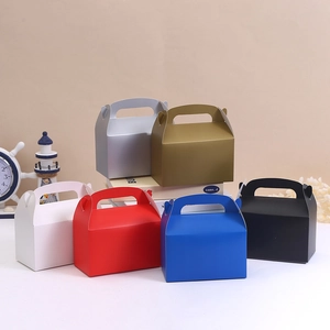 Portable Handheld Paper Gift Boxes For Candy Cake Packaging Wedding Party Favor Foldable Cardboard Treat Boxes Colorful