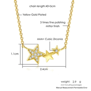 Minimalist gold star necklace for women with zircon inlay and adjustable length chain