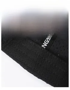 Detailed macro view of the wide black breathable mesh moisture-wicking inner sweatband