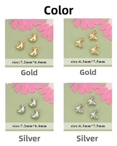 Detailed size view of 18k gold plated moon and butterfly mini DIY jewelry charms
