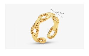Macro shot showing the 0.6cm width of the 18K gold plated hollow chain link ring