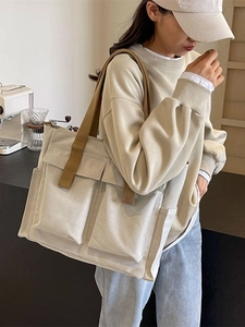Borsa Tote In Tela Di Grande Capacità Per Donna Borsa A Tracolla Multi Tasca Casual Lavoro Ufficio