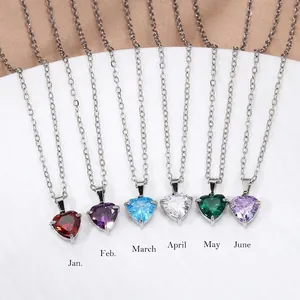 Set di collane con cuore pietra portafortuna in acciaio e zirconi colorati