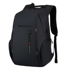 Waterproof black laptop backpack for men with USB port and large capacity for business travel