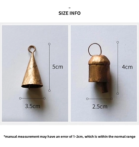 Size specifications for vintage Christmas bells showing conical and cylindrical dimensions