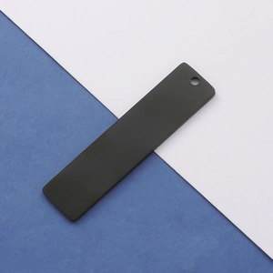 Polished black stainless steel rectangular pendant with single hole for DIY engraving