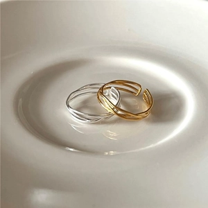 925 Sterling Silver Ring Multi Layer Intertwined Line Minimalist Geometric Adjustable Open Design Jewelry For Women