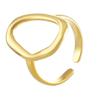Minimalist gold open ring featuring a double-layered irregular organic geometric design