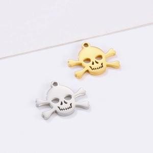 Creative skull and crossbones pendants in gold and silver finish with high polish