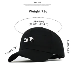Detailed sizing chart for panda embroidery baseball cap with 58-62cm circumference