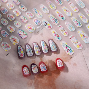 Autocollants Art Des Ongles Gaufrés 3D Auto-adhésifs Rétro Vitrail Fleur Papillon Design Décalcomanies Ultra Minces DIY