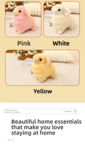 Detailed view of pink, white, and yellow lamb plush toys in soft curly faux wool fabric