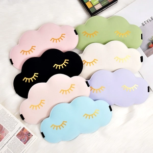 3D Cloud Shaped Sleep Eye Mask Ice Silk Breathable Shading Blindfold Embroidered Eyelash Travel Sleeping Mask For Women Men