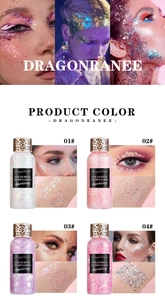 Glitter make-up gel in vier kleuren voor oog- en lichaamsmake-up voor podiumoptredens