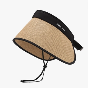 Foldable wide brim straw sun hat with black headband for women outdoor UV protection