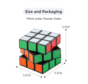 Detail showing the 5.5cm dimensions of a classic smooth 3x3 speed cube for education