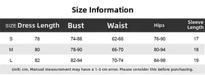 Detailed size chart for short sleeve ruched dress with bust and waist measurements