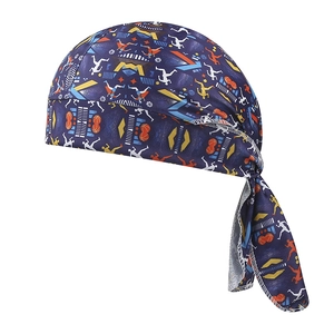 Detail of navy blue cycling cap with basketball print and adjustable strap system