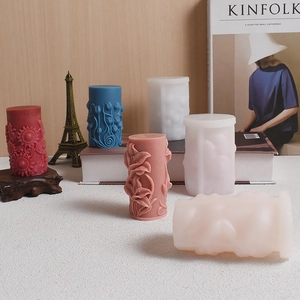 Detailed relief sunflower and lily silicone candle molds for DIY artistic floral crafts