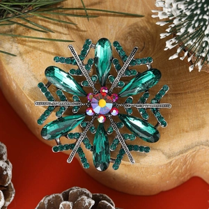 Elegant Snowflake Brooch Pin Alloy With Sparkling Crystal Rhinestone Christmas Holiday Jewelry Accessories For Women