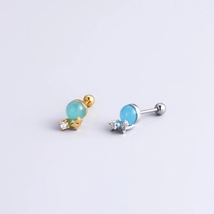 Surgical steel helix studs with star and diamond accents in gold and silver plating