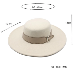 Dimensions du chapeau en laine crème avec bord de 10cm et tour de tête 56-58cm