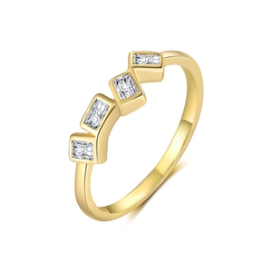 Élégantes boucles d'oreilles carrées en argent S925 doré avec zircons au design français chic
