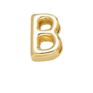 3D gold letter B pendant charm with polished finish for DIY jewelry and bracelets