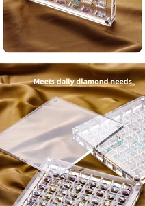 Clear acrylic magnetic nail art storage box for organizing rhinestones and small accessories