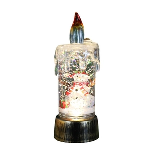 Christmas LED snowman candle lamp with glitter liquid and vintage bronze base