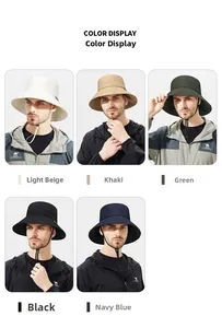 Color options of outdoor wide brim sun hats with adjustable windproof drawstrings