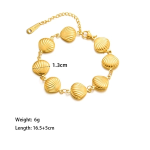 Elegant gold stainless steel bracelet with shell pendants for women beach jewelry