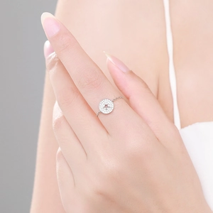 Bague chaîne en argent sterling S925 avec disque rond pavé de diamants et étoile évidée