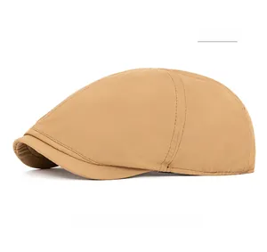Close-up of khaki breathable quick-dry ivy cap fabric texture and fine stitching details