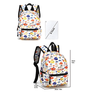 13-inch kids backpack with colorful tropical fish prints and ergonomic spinal support