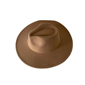 Chapeau fedora classique en feutre de laine camel à bord large pour hommes et femmes
