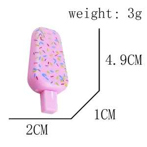 Detailed size view of a pink 4.9cm x 2cm resin ice cream charm with colorful sprinkles