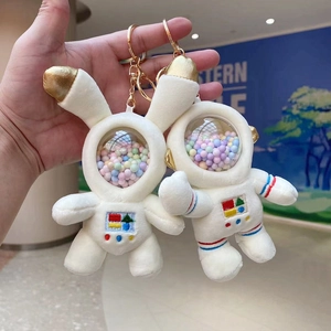Cute Astronaut Rabbit Bear Plush Keychain Soft Space Theme Bag Pendant Decorative Keyring For Kids Youth Women Gift