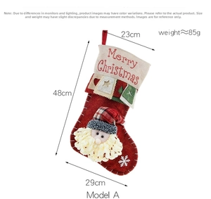Large 48cm red Christmas stocking with 3D Santa Claus figure and Merry Christmas text