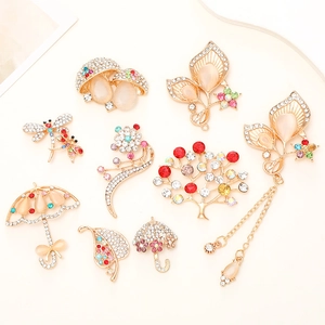 Alloy Rhinestone Charms DIY Jewelry Making Accessories Mushroom Umbrella Leaf Dragonfly Shapes Colorful Novelty