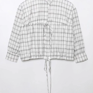 Veste chemise à carreaux pour femme avec taille et ourlet réglables par cordon de serrage