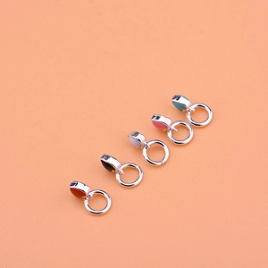 Set of five colorful S925 enamel heart pendants in red black white pink and blue colors