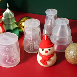 Stampi in silicone a forma di albero di Natale e pupazzo di neve per candele fai-da-te