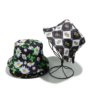 Chapeau Bob En Polyester Protection Solaire Imprimé Marguerite Signe Dollar Chaîne Mode Streetwear Pour Femmes
