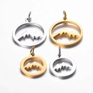 Hollow round mountain peak pendant charms in gold and silver finish for DIY jewelry
