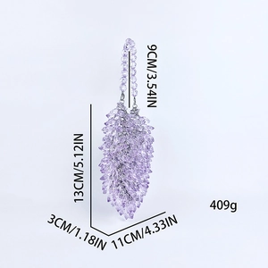 Detailed dimension guide for purple handmade acrylic beaded teardrop handbag for women